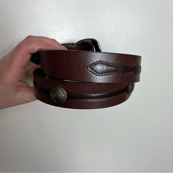 James Culver Handmade Tubac Nickel Clavo Leather Belt Western Cowboy Brown